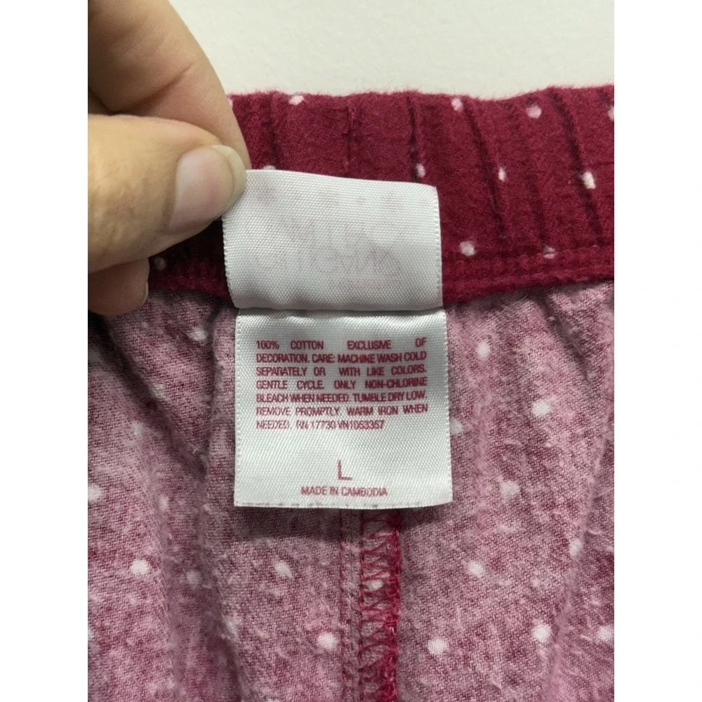 Gillian & O'Malley Pajama Pant Size LG Women's Polka Dot Red Flannel Sleep Pants